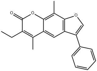 6-ethyl-5,9-dimethyl-3-phenylfuro[3,2-g]chromen-7-one Struktur