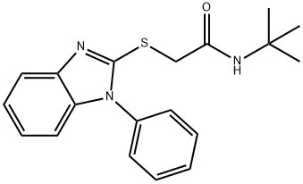 N-tert-butyl-2-(1-phenylbenzimidazol-2-yl)sulfanylacetamide Struktur