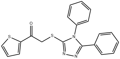 2-[(4,5-diphenyl-1,2,4-triazol-3-yl)sulfanyl]-1-thiophen-2-ylethanone Struktur