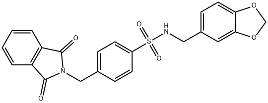 N-(1,3-benzodioxol-5-ylmethyl)-4-[(1,3-dioxoisoindol-2-yl)methyl]benzenesulfonamide Struktur