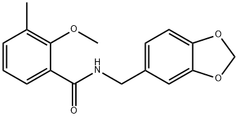 N-(1,3-benzodioxol-5-ylmethyl)-2-methoxy-3-methylbenzamide Struktur