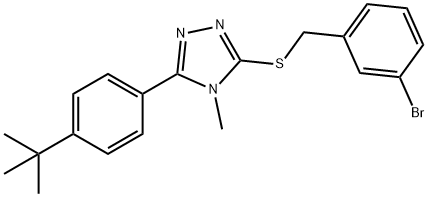 3-[(3-bromophenyl)methylsulfanyl]-5-(4-tert-butylphenyl)-4-methyl-1,2,4-triazole Struktur