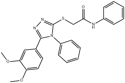 2-[[5-(3,4-dimethoxyphenyl)-4-phenyl-1,2,4-triazol-3-yl]sulfanyl]-N-phenylacetamide Struktur