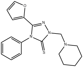 5-(furan-2-yl)-4-phenyl-2-(piperidin-1-ylmethyl)-1,2,4-triazole-3-thione Struktur