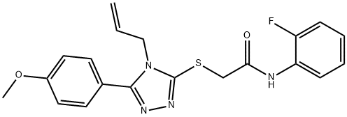 N-(2-fluorophenyl)-2-[[5-(4-methoxyphenyl)-4-prop-2-enyl-1,2,4-triazol-3-yl]sulfanyl]acetamide Struktur