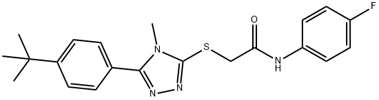 2-[[5-(4-tert-butylphenyl)-4-methyl-1,2,4-triazol-3-yl]sulfanyl]-N-(4-fluorophenyl)acetamide Struktur