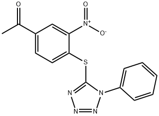 1-[3-nitro-4-(1-phenyltetrazol-5-yl)sulfanylphenyl]ethanone Struktur