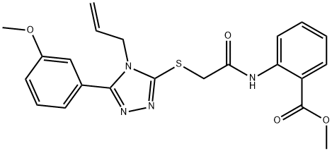 methyl 2-[[2-[[5-(3-methoxyphenyl)-4-prop-2-enyl-1,2,4-triazol-3-yl]sulfanyl]acetyl]amino]benzoate Struktur