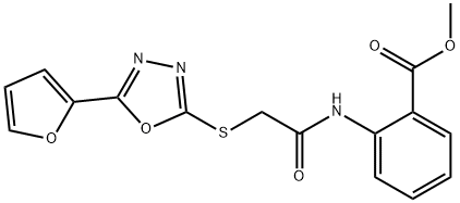 methyl 2-[[2-[[5-(furan-2-yl)-1,3,4-oxadiazol-2-yl]sulfanyl]acetyl]amino]benzoate Struktur