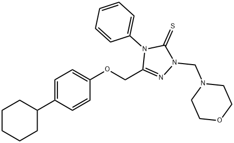 5-[(4-cyclohexylphenoxy)methyl]-2-(morpholin-4-ylmethyl)-4-phenyl-1,2,4-triazole-3-thione Struktur