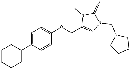 5-[(4-cyclohexylphenoxy)methyl]-4-methyl-2-(pyrrolidin-1-ylmethyl)-1,2,4-triazole-3-thione Struktur