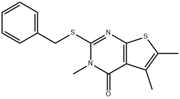 2-benzylsulfanyl-3,5,6-trimethylthieno[2,3-d]pyrimidin-4-one Struktur