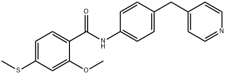 2-methoxy-4-methylsulfanyl-N-[4-(pyridin-4-ylmethyl)phenyl]benzamide Struktur