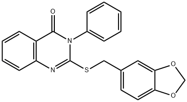 2-(1,3-benzodioxol-5-ylmethylsulfanyl)-3-phenylquinazolin-4-one Struktur