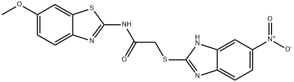 N-(6-methoxy-1,3-benzothiazol-2-yl)-2-[(6-nitro-1H-benzimidazol-2-yl)sulfanyl]acetamide Struktur