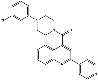 [4-(3-chlorophenyl)piperazin-1-yl]-(2-pyridin-4-ylquinolin-4-yl)methanone Struktur