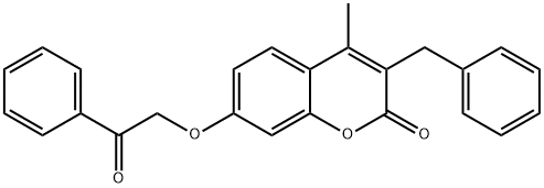 3-benzyl-4-methyl-7-phenacyloxychromen-2-one Struktur