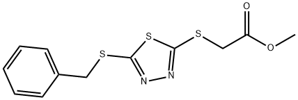 methyl 2-[(5-benzylsulfanyl-1,3,4-thiadiazol-2-yl)sulfanyl]acetate Struktur