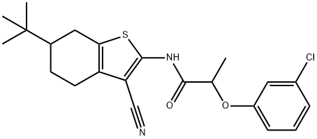 N-(6-tert-butyl-3-cyano-4,5,6,7-tetrahydro-1-benzothiophen-2-yl)-2-(3-chlorophenoxy)propanamide Struktur