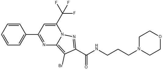 3-bromo-N-(3-morpholin-4-ylpropyl)-5-phenyl-7-(trifluoromethyl)pyrazolo[1,5-a]pyrimidine-2-carboxamide Struktur