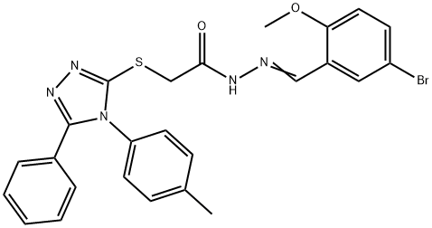 N-[(E)-(5-bromo-2-methoxyphenyl)methylideneamino]-2-[[4-(4-methylphenyl)-5-phenyl-1,2,4-triazol-3-yl]sulfanyl]acetamide Struktur