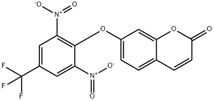 7-[2,6-dinitro-4-(trifluoromethyl)phenoxy]chromen-2-one Struktur