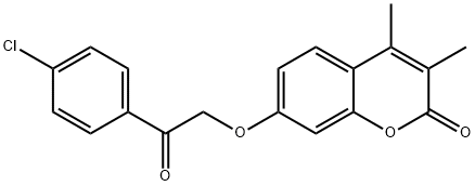 7-[2-(4-chlorophenyl)-2-oxoethoxy]-3,4-dimethylchromen-2-one Struktur