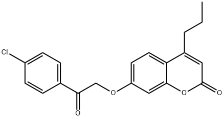 7-[2-(4-chlorophenyl)-2-oxoethoxy]-4-propylchromen-2-one Struktur