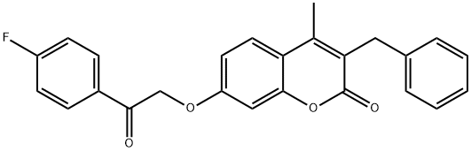 3-benzyl-7-[2-(4-fluorophenyl)-2-oxoethoxy]-4-methylchromen-2-one Struktur