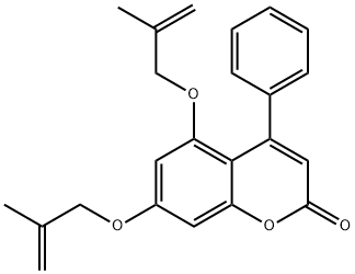 5,7-bis(2-methylprop-2-enoxy)-4-phenylchromen-2-one Struktur