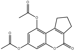 (9-acetyloxy-4-oxo-2,3-dihydro-1H-cyclopenta[c]chromen-7-yl) acetate Struktur