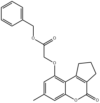 benzyl 2-[(7-methyl-4-oxo-2,3-dihydro-1H-cyclopenta[c]chromen-9-yl)oxy]acetate Struktur