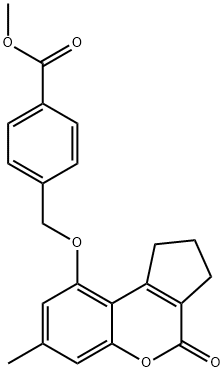 methyl 4-[(7-methyl-4-oxo-2,3-dihydro-1H-cyclopenta[c]chromen-9-yl)oxymethyl]benzoate Struktur