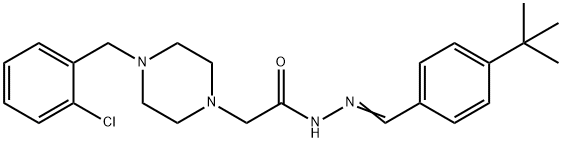 N-[(E)-(4-tert-butylphenyl)methylideneamino]-2-[4-[(2-chlorophenyl)methyl]piperazin-1-yl]acetamide Struktur