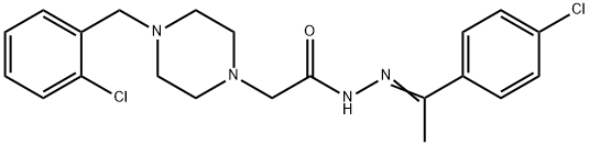 N-[(E)-1-(4-chlorophenyl)ethylideneamino]-2-[4-[(2-chlorophenyl)methyl]piperazin-1-yl]acetamide Struktur