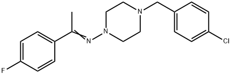 (Z)-N-[4-[(4-chlorophenyl)methyl]piperazin-1-yl]-1-(4-fluorophenyl)ethanimine Struktur