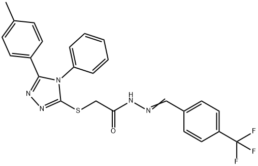 2-[[5-(4-methylphenyl)-4-phenyl-1,2,4-triazol-3-yl]sulfanyl]-N-[(Z)-[4-(trifluoromethyl)phenyl]methylideneamino]acetamide Struktur