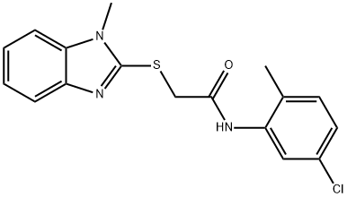 N-(5-chloro-2-methylphenyl)-2-(1-methylbenzimidazol-2-yl)sulfanylacetamide Struktur