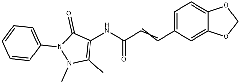 (E)-3-(1,3-benzodioxol-5-yl)-N-(1,5-dimethyl-3-oxo-2-phenylpyrazol-4-yl)prop-2-enamide Struktur