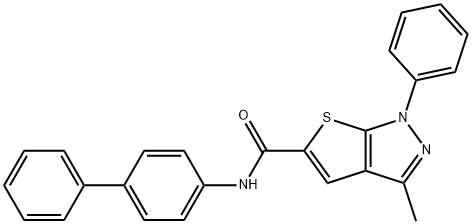 3-methyl-1-phenyl-N-(4-phenylphenyl)thieno[2,3-c]pyrazole-5-carboxamide Struktur