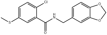 N-(1,3-benzodioxol-5-ylmethyl)-2-chloro-5-methylsulfanylbenzamide Struktur