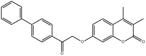 3,4-dimethyl-7-[2-oxo-2-(4-phenylphenyl)ethoxy]chromen-2-one Struktur