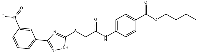 butyl 4-[[2-[[5-(3-nitrophenyl)-1H-1,2,4-triazol-3-yl]sulfanyl]acetyl]amino]benzoate Struktur