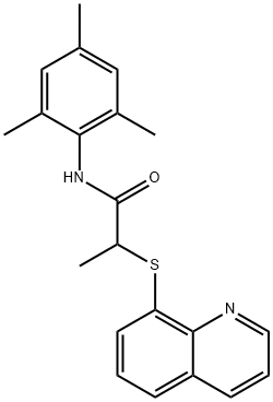 2-quinolin-8-ylsulfanyl-N-(2,4,6-trimethylphenyl)propanamide Struktur