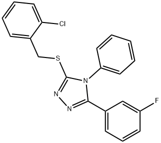 3-[(2-chlorophenyl)methylsulfanyl]-5-(3-fluorophenyl)-4-phenyl-1,2,4-triazole Struktur