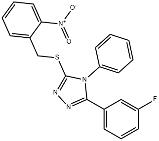 3-(3-fluorophenyl)-5-[(2-nitrophenyl)methylsulfanyl]-4-phenyl-1,2,4-triazole Struktur