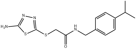 2-[(5-amino-1,3,4-thiadiazol-2-yl)sulfanyl]-N-[(4-propan-2-ylphenyl)methyl]acetamide Struktur