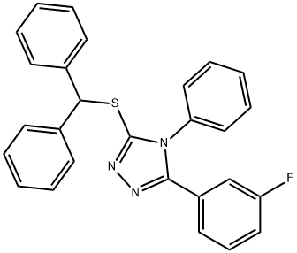 3-benzhydrylsulfanyl-5-(3-fluorophenyl)-4-phenyl-1,2,4-triazole Struktur