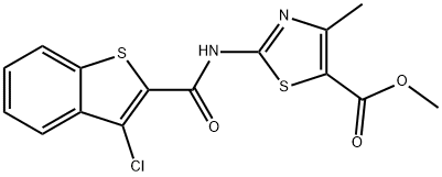 methyl 2-[(3-chloro-1-benzothiophene-2-carbonyl)amino]-4-methyl-1,3-thiazole-5-carboxylate Struktur