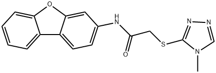 N-dibenzofuran-3-yl-2-[(4-methyl-1,2,4-triazol-3-yl)sulfanyl]acetamide Struktur